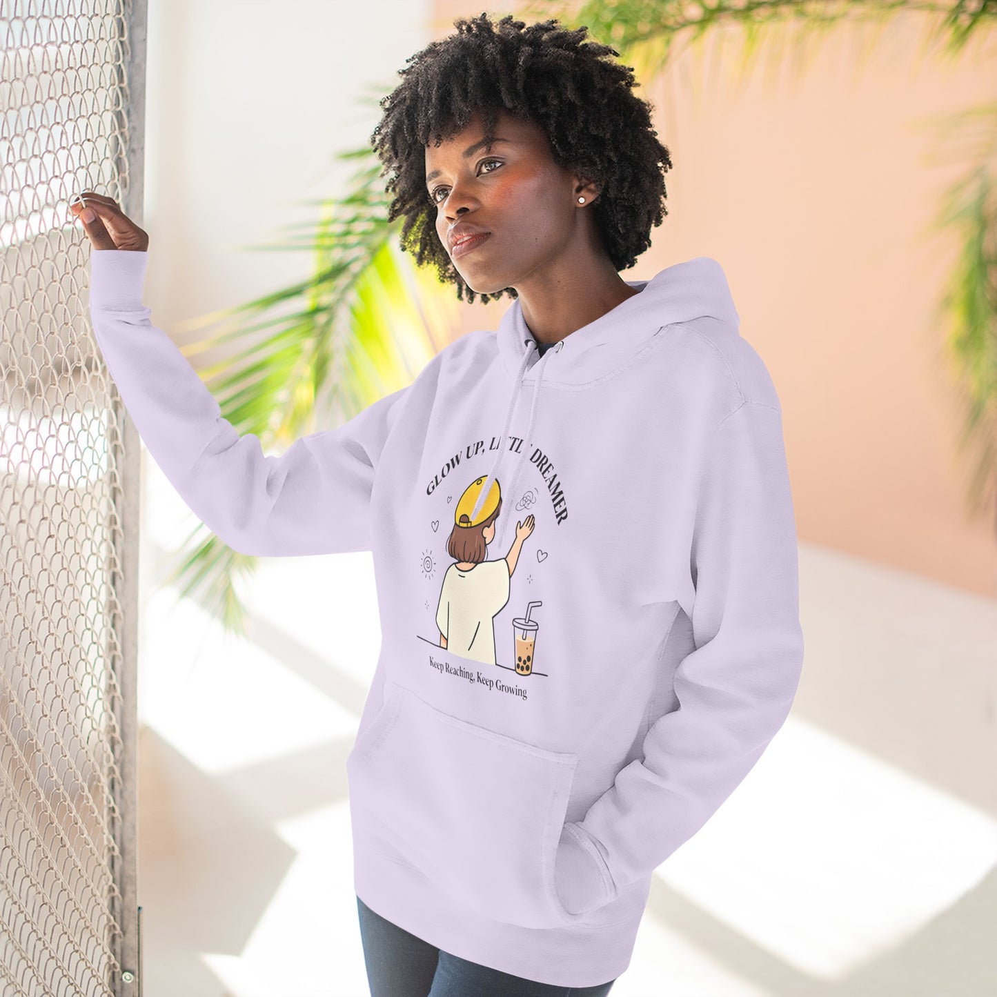 Kawaii Cat Café Hoodie – Soft Fleece Pullover with Relaxed Dreamer Message