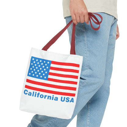 California Bear Pride Tote – Bold USA Flag Canvas Bag for Everyday Carry