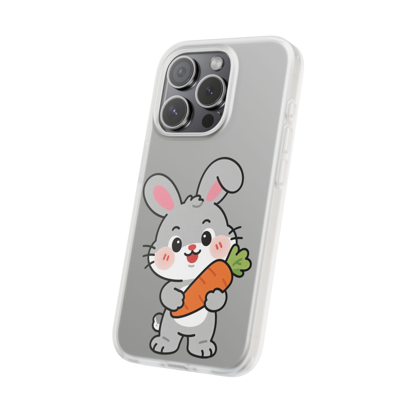 Playful Bunny Holding Carrot Phone Case – Soft, Charming Protective Cover