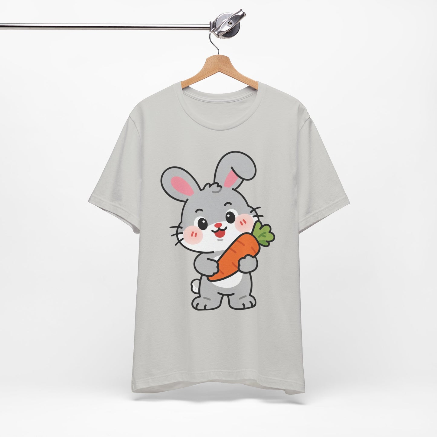 Sweet Bunny & Carrot Graphic Tee – Soft Pastel Rabbit Illustration Shirt