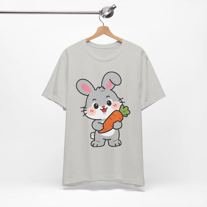 Sweet Bunny & Carrot Graphic Tee – Soft Pastel Rabbit Illustration Shirt
