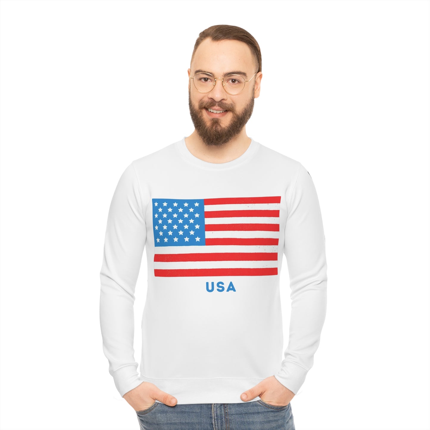 American Pride Lightweight Sweatshirt – Bold USA Flag Print