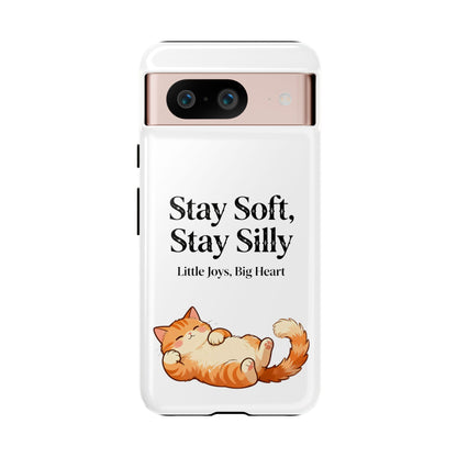 Orange Cat Aesthetic Phone Case – Stay Soft, Stay Silly | Custom Text Available | Little Joys, Big Heart