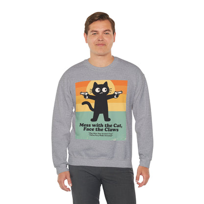 Claw Power Vintage Sweatshirt – Bold Cat Graphic with Retro Edge and Street Cool Vibe