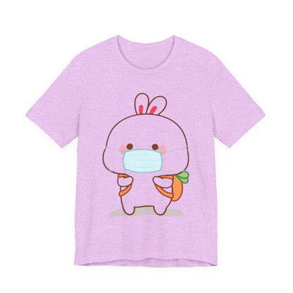 Playful Bunny in Mask T-Shirt – Adorable Carrot-Loving Rabbit Cartoon Design