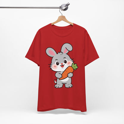 Sweet Bunny & Carrot Graphic Tee – Soft Pastel Rabbit Illustration Shirt