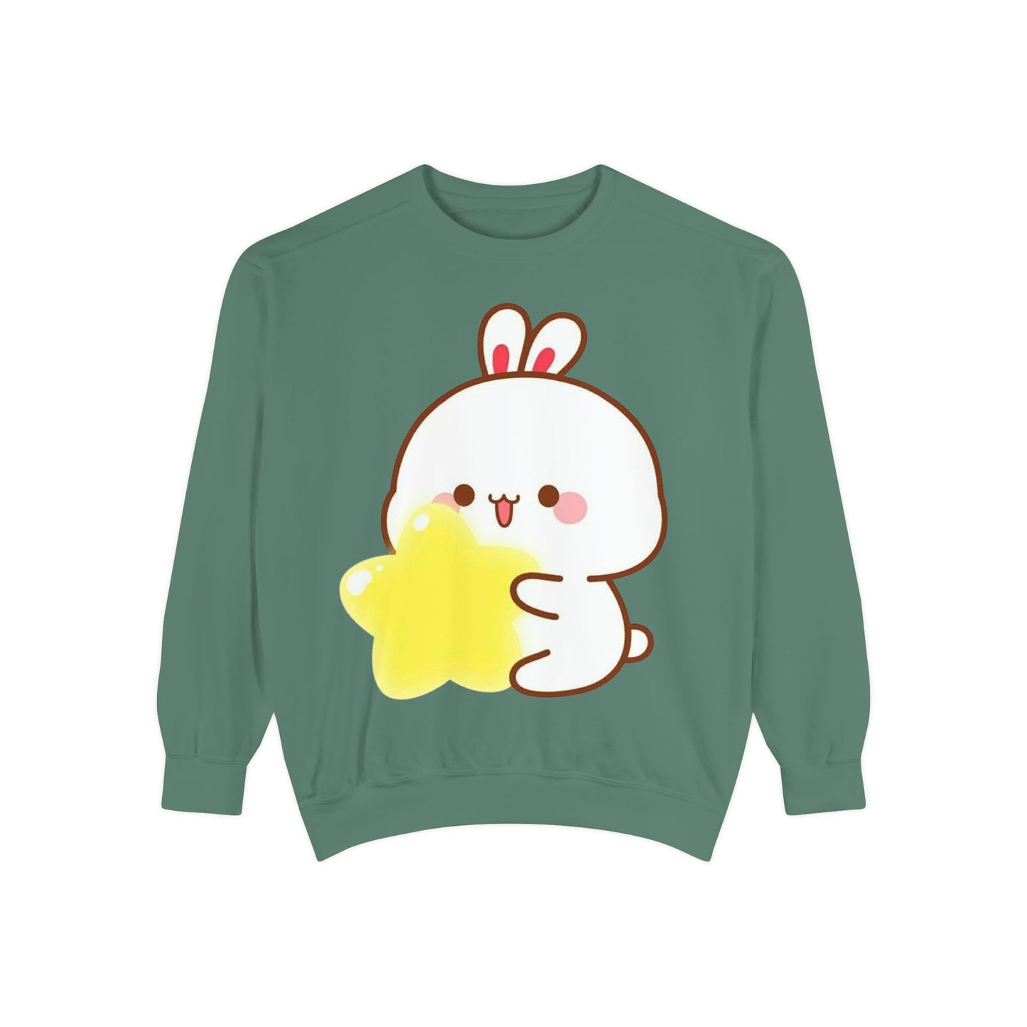 Kawaii Bunny and Star Sweatshirt – Cozy Cute Cartoon Crewneck for Dreamy Days