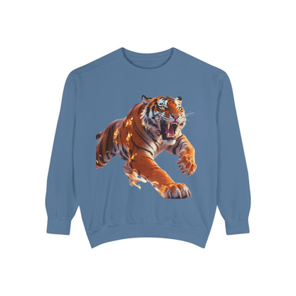 Custom Fierce Tiger Graphic Unisex Garment-Dyed Sweatshirt