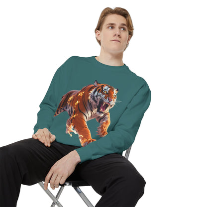 Custom Fierce Tiger Graphic Unisex Garment-Dyed Sweatshirt