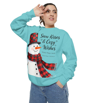 Warm Winter Plaid Snowman Sweatshirt – Cozy Holiday Crewneck for Christmas Cheer