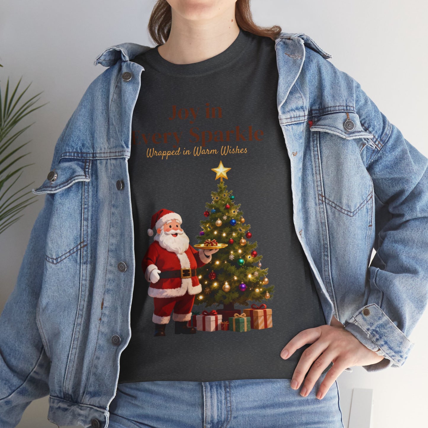Cozy Santa & Tree Christmas T-Shirt – Festive Holiday Tee for Joyful Winter Days
