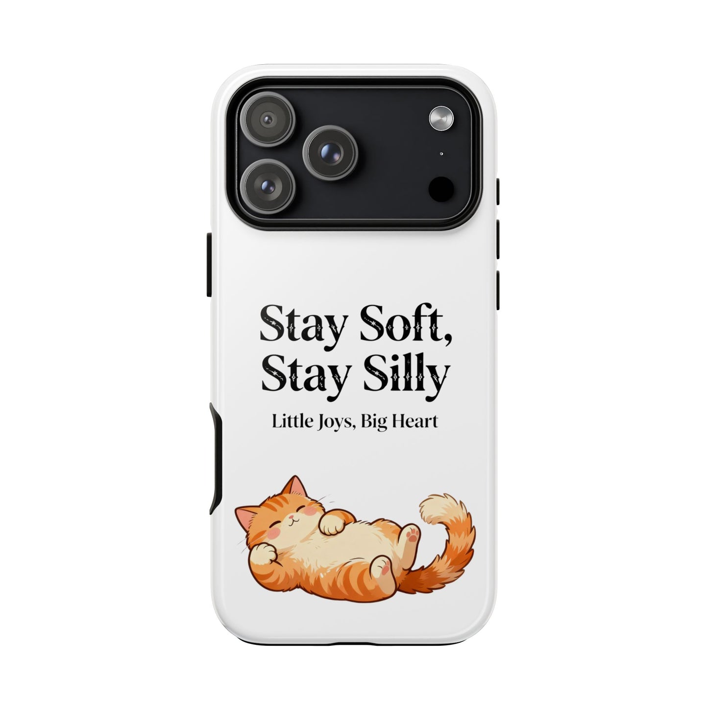 Orange Cat Aesthetic Phone Case – Stay Soft, Stay Silly | Custom Text Available | Little Joys, Big Heart