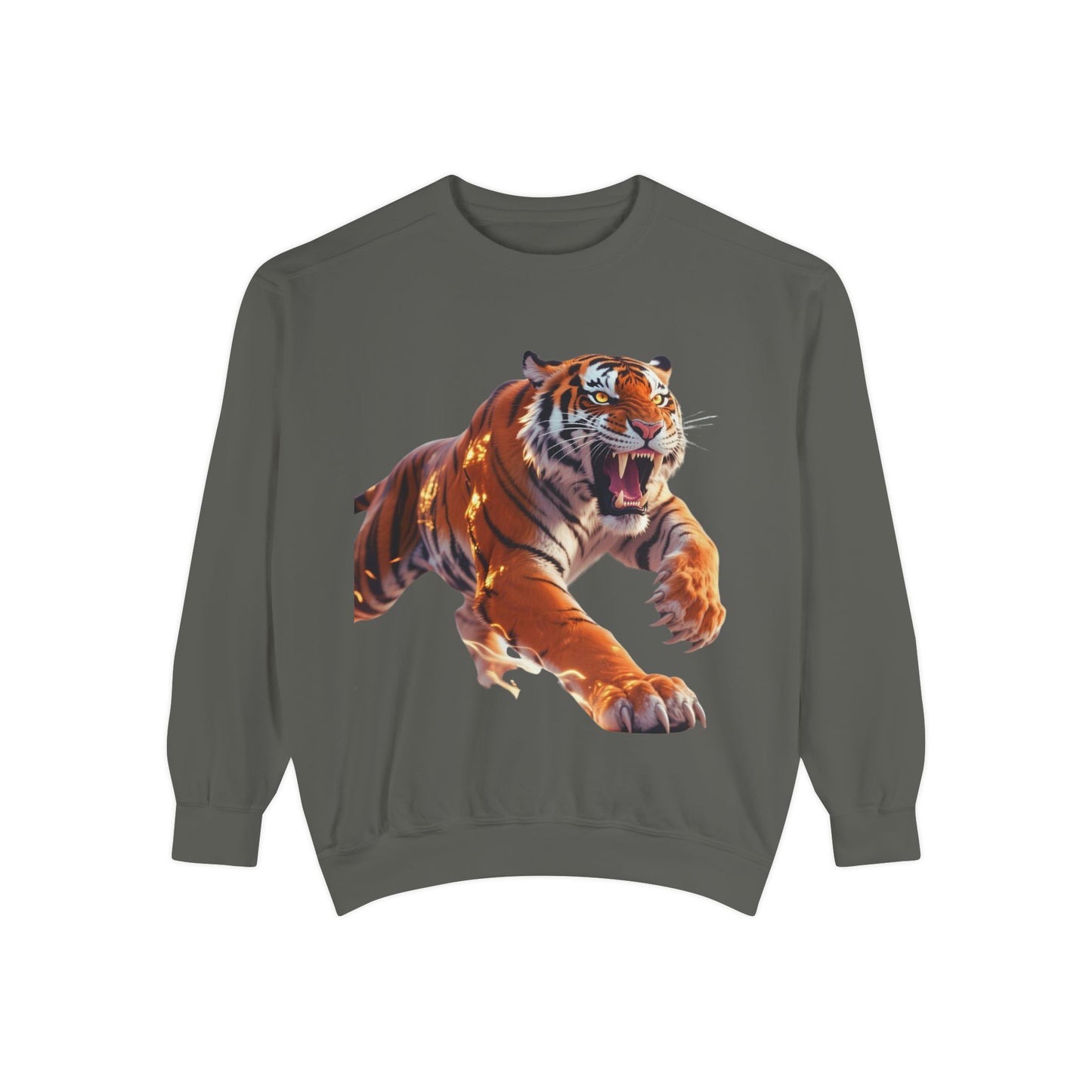 Custom Fierce Tiger Graphic Unisex Garment-Dyed Sweatshirt