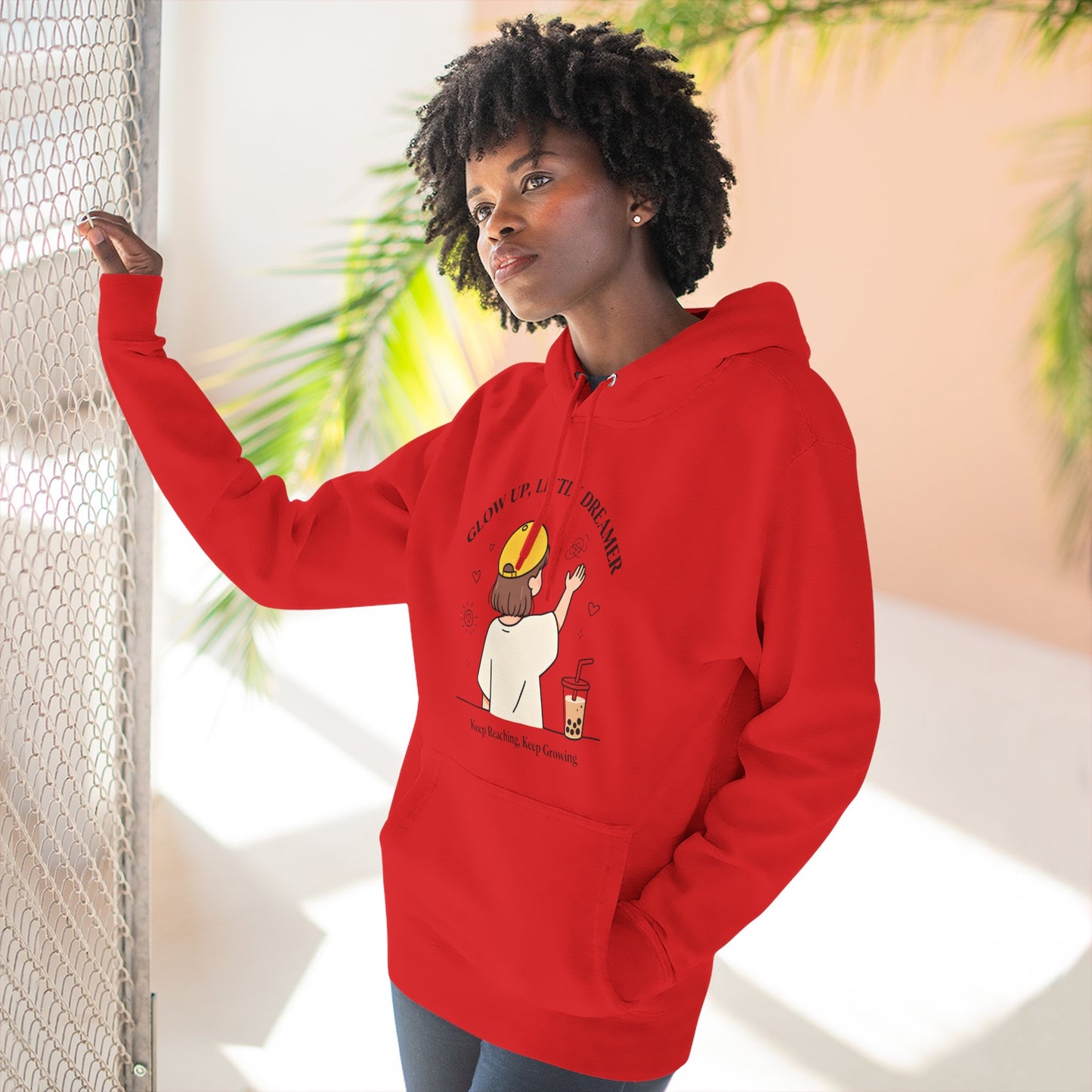 Kawaii Cat Café Hoodie – Soft Fleece Pullover with Relaxed Dreamer Message