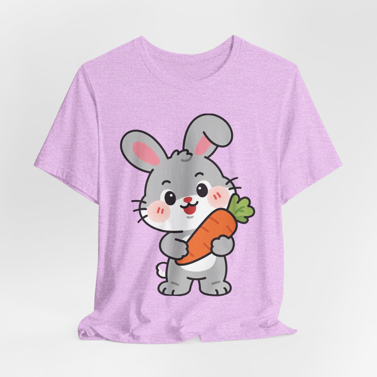 Sweet Bunny & Carrot Graphic Tee – Soft Pastel Rabbit Illustration Shirt