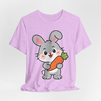 Sweet Bunny & Carrot Graphic Tee – Soft Pastel Rabbit Illustration Shirt
