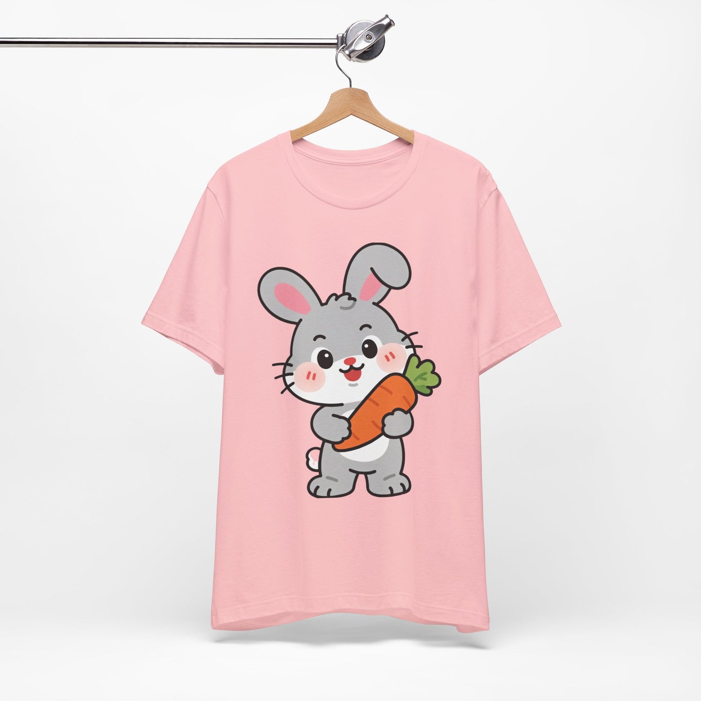 Sweet Bunny & Carrot Graphic Tee – Soft Pastel Rabbit Illustration Shirt