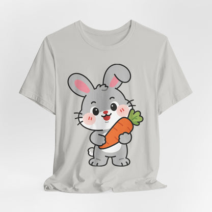 Sweet Bunny & Carrot Graphic Tee – Soft Pastel Rabbit Illustration Shirt