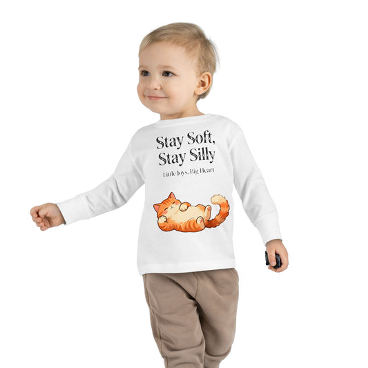 Adorable Sleeping Cat Toddler Long Sleeve – Soft & Playful “Stay Silly” Kids Top