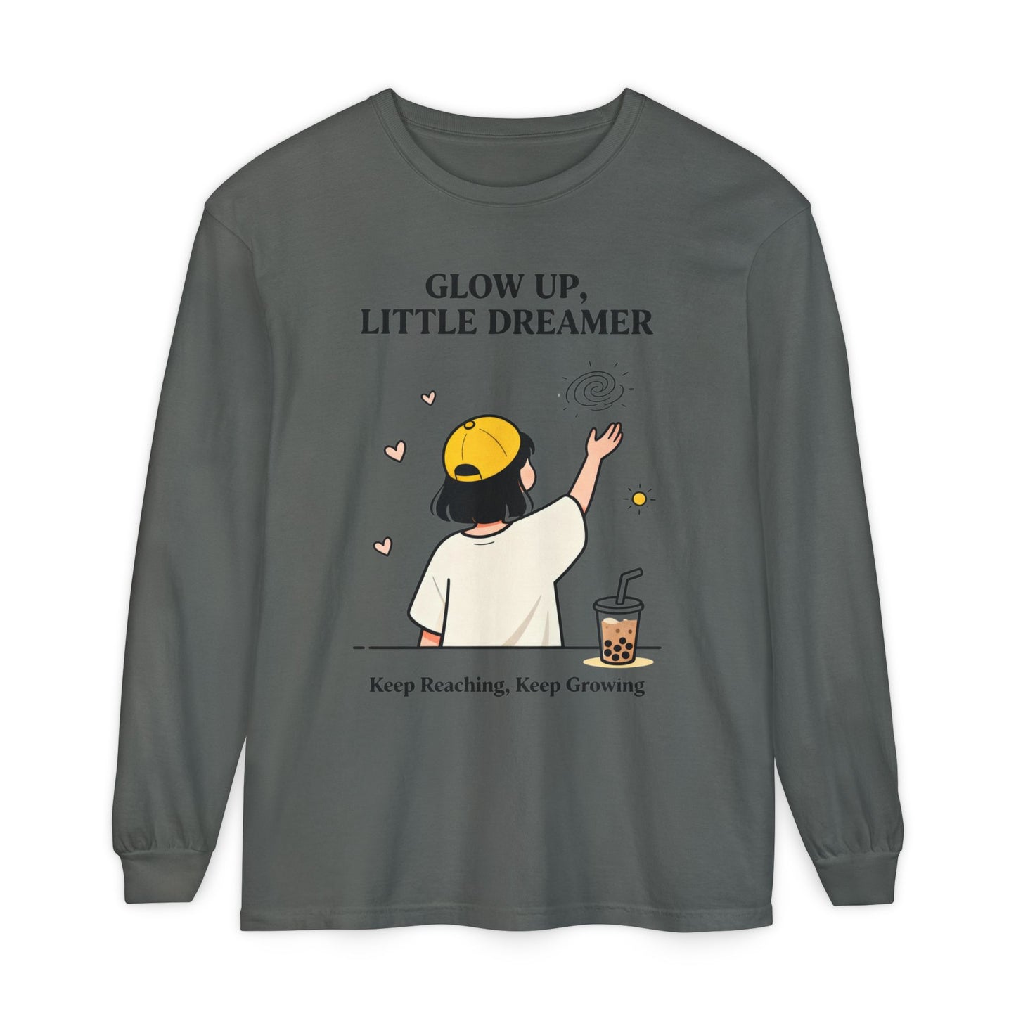 Glow Up Dreamer Long Sleeve Tee – Uplifting Inspirational Graphic Shirt