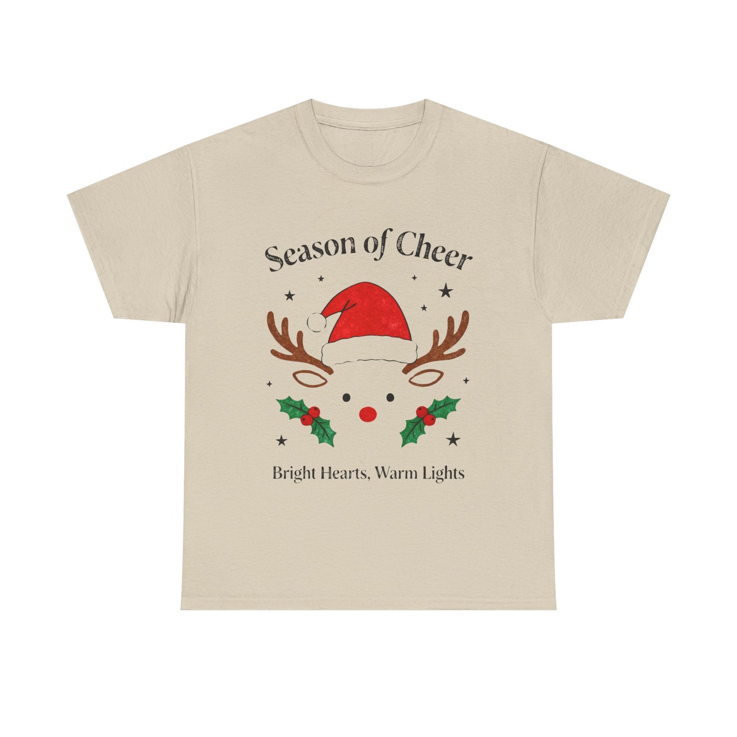 Bright Hearts Reindeer Christmas T-Shirt – Cozy Holiday Gift for Family and Friends