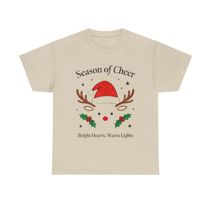 Bright Hearts Reindeer Christmas T-Shirt – Cozy Holiday Gift for Family and Friends