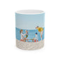 Beach Day Family Ceramic Mug – Vintage Seaside Scene (11oz & 15oz)