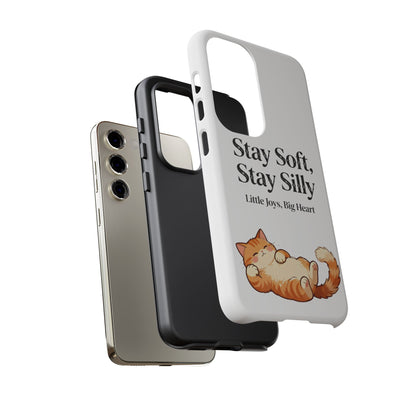 Orange Cat Aesthetic Phone Case – Stay Soft, Stay Silly | Custom Text Available | Little Joys, Big Heart