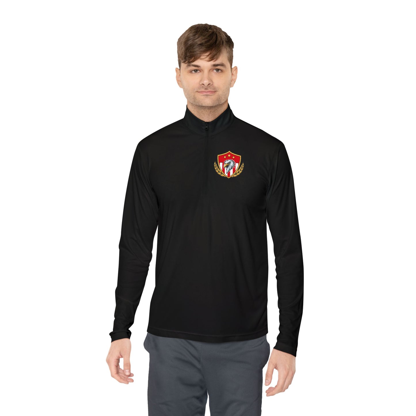 Heritage Quarter-Zip Pullover – Classic Military-Inspired Sweatshirt with Vintage Embroidered Crest