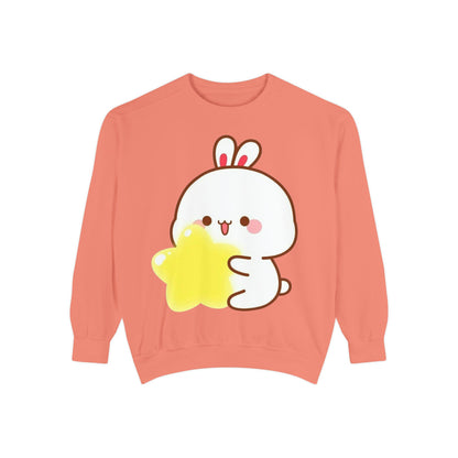 Kawaii Bunny and Star Sweatshirt – Cozy Cute Cartoon Crewneck for Dreamy Days