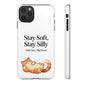 Orange Cat Aesthetic Phone Case – Stay Soft, Stay Silly | Custom Text Available | Little Joys, Big Heart