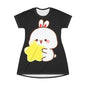 Cute Bunny & Star AOP Tee Dress – Whimsical Kawaii Look for Sweet, Soft Aesthetic Lovers