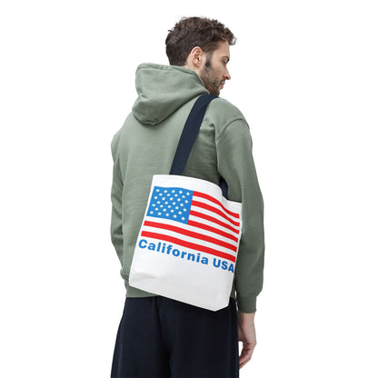 California Bear Pride Tote – Bold USA Flag Canvas Bag for Everyday Carry