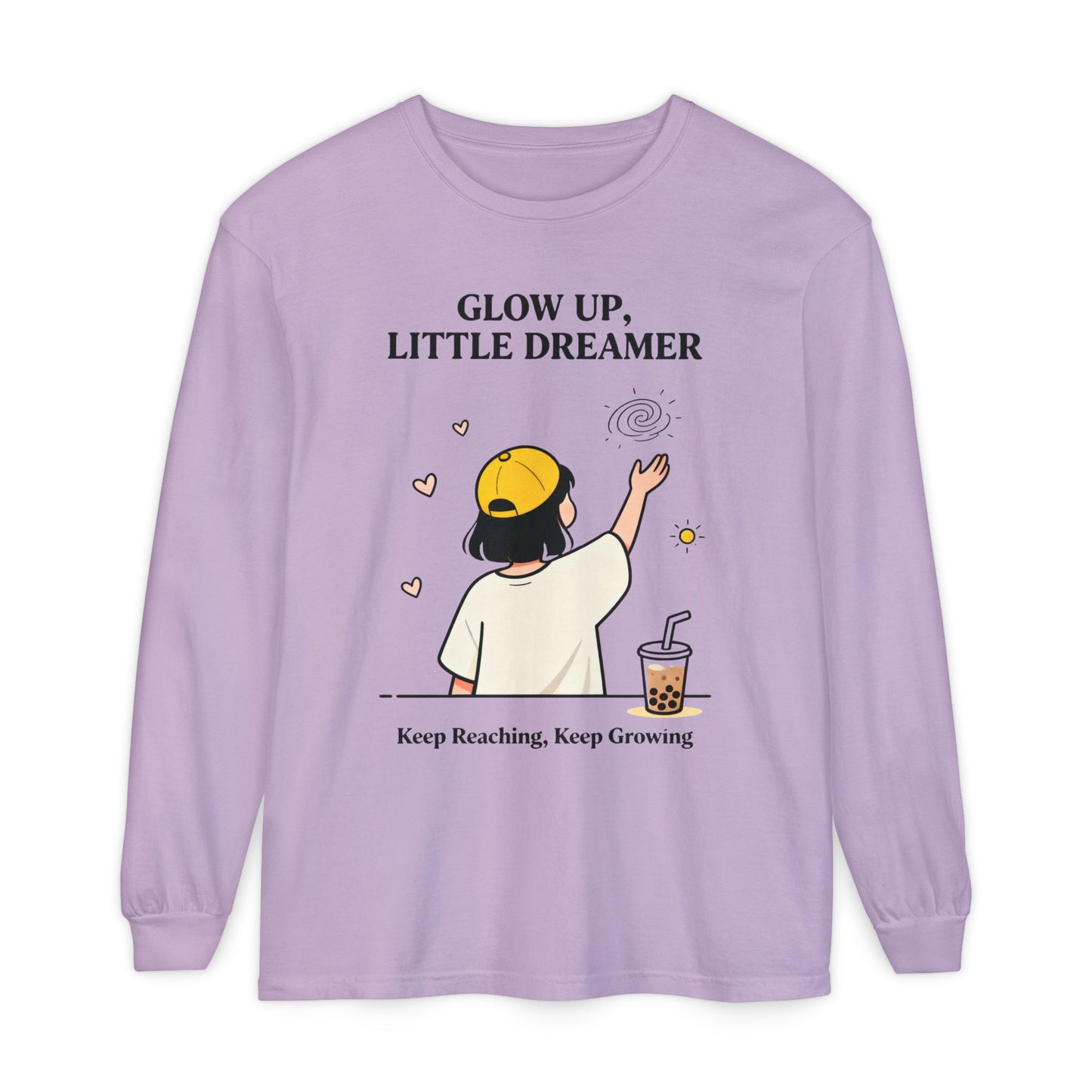 Glow Up Dreamer Long Sleeve Tee – Uplifting Inspirational Graphic Shirt
