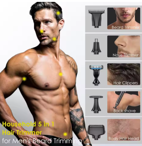 Kemei Mens Electric Back Shaver Body Grooming kit Body Hair Trimmer Facial,Arm,Chin Beard Trimmer