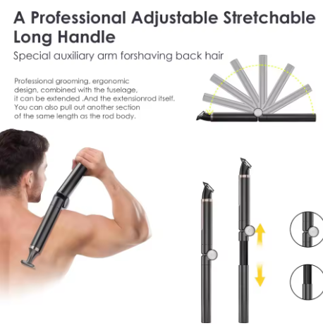 Kemei Mens Electric Back Shaver Body Grooming kit Body Hair Trimmer Facial,Arm,Chin Beard Trimmer