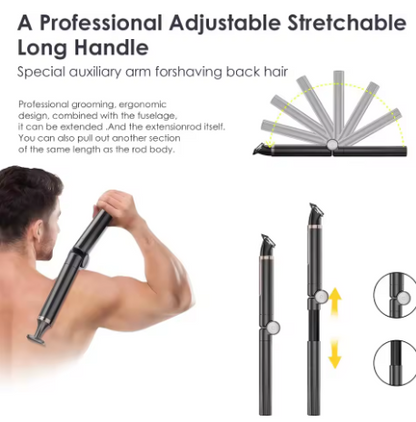 Kemei Mens Electric Back Shaver Body Grooming kit Body Hair Trimmer Facial,Arm,Chin Beard Trimmer