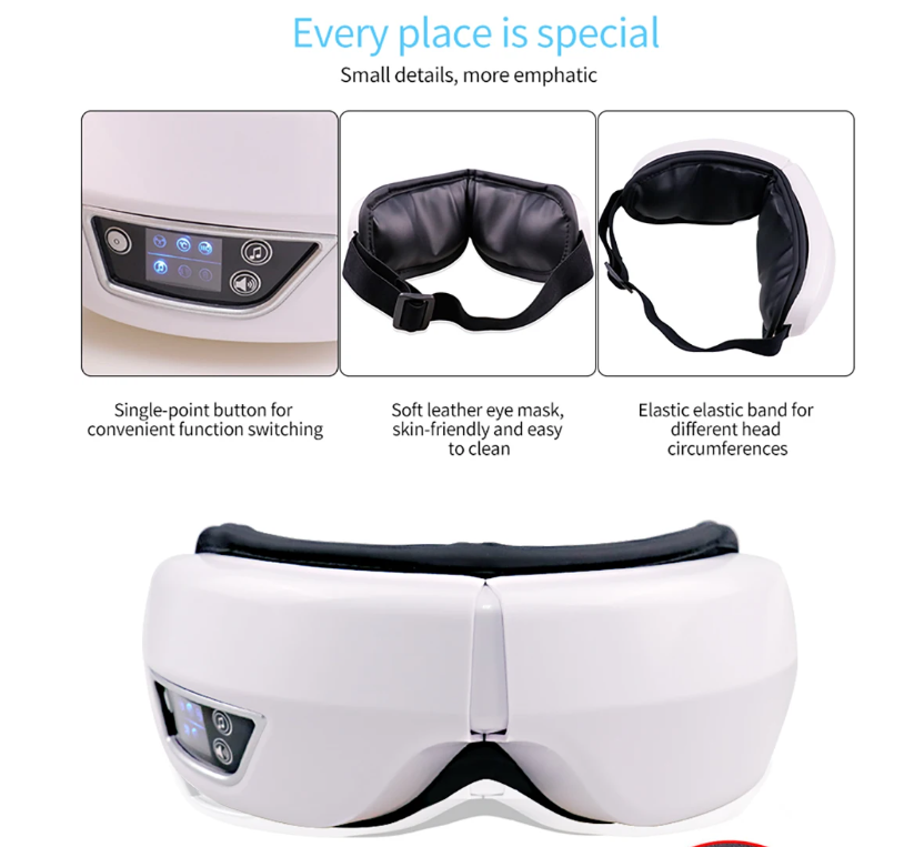 6D Smart Vibration Eye Massager Airbag Compress Eye Care Instrument Bluetooth Music Eye Massage Sleep Mask Eye Relax Fatigue