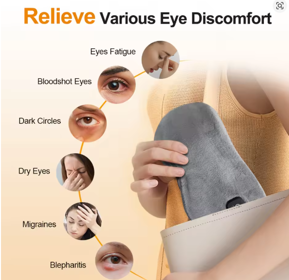 Cordless Hot Compress Massage Eye Mask Electric Vibration Heated Eye Massager Relieve Eye Strain Dark Circles Sleeping Eyeshades