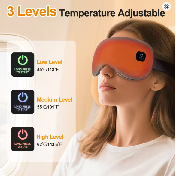 Cordless Hot Compress Massage Eye Mask Electric Vibration Heated Eye Massager Relieve Eye Strain Dark Circles Sleeping Eyeshades
