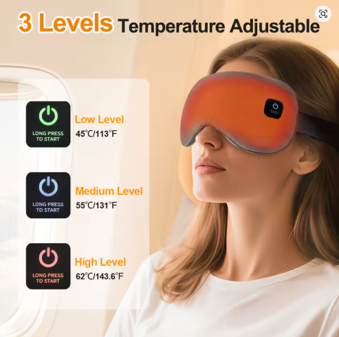Cordless Hot Compress Massage Eye Mask Electric Vibration Heated Eye Massager Relieve Eye Strain Dark Circles Sleeping Eyeshades