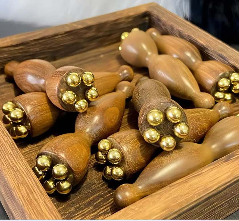 Hot Face Massage Tools Lotus Seedpod Beauty Brass & Rosewood Dark Circles Gua Sha Tool Eye Relaxation Meridians Acupoint Massage