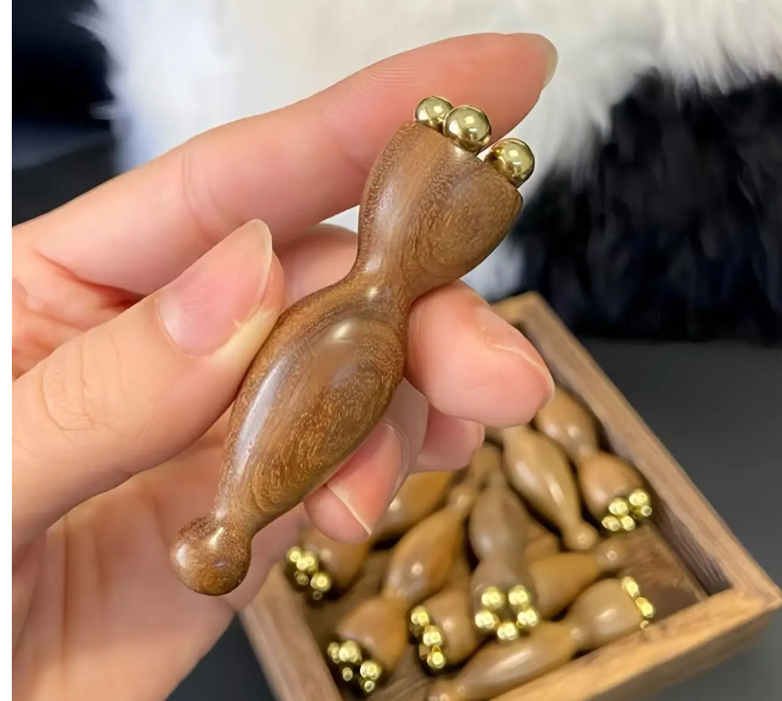 Hot Face Massage Tools Lotus Seedpod Beauty Brass & Rosewood Dark Circles Gua Sha Tool Eye Relaxation Meridians Acupoint Massage