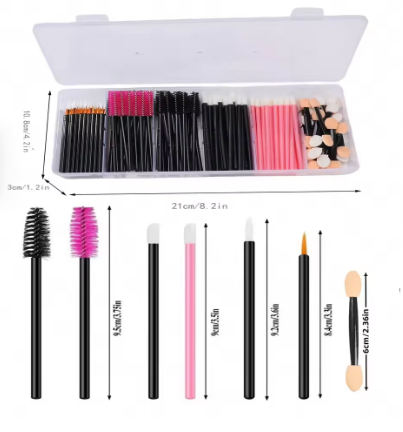 300pcs Deluxe Makeup Tool Kit Disposable with Portable Storage Case Lipstick Applicator Mascara Wands Eyelash Eyeshadow Brushes