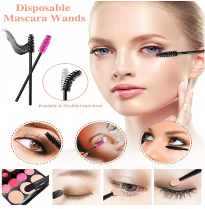 300pcs Deluxe Makeup Tool Kit Disposable with Portable Storage Case Lipstick Applicator Mascara Wands Eyelash Eyeshadow Brushes