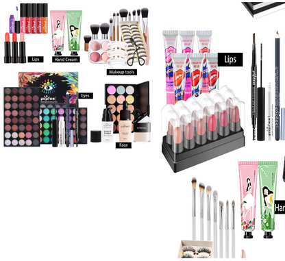 POPFEEL All-in-One Makeup Kit Gift Set with Eyeshadow Palette Foundation Lip Gloss Blush Brushes Eyeliner and More Beauty Gifts