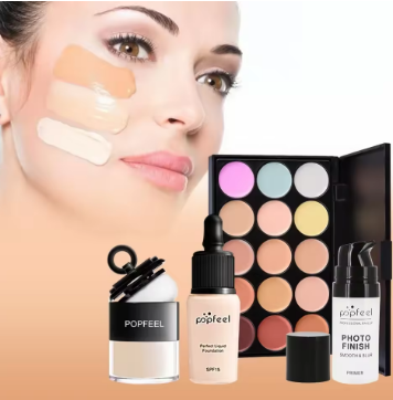 POPFEEL All-in-One Makeup Kit Gift Set with Eyeshadow Palette Foundation Lip Gloss Blush Brushes Eyeliner and More Beauty Gifts