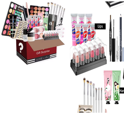 POPFEEL All-in-One Makeup Kit Gift Set with Eyeshadow Palette Foundation Lip Gloss Blush Brushes Eyeliner and More Beauty Gifts