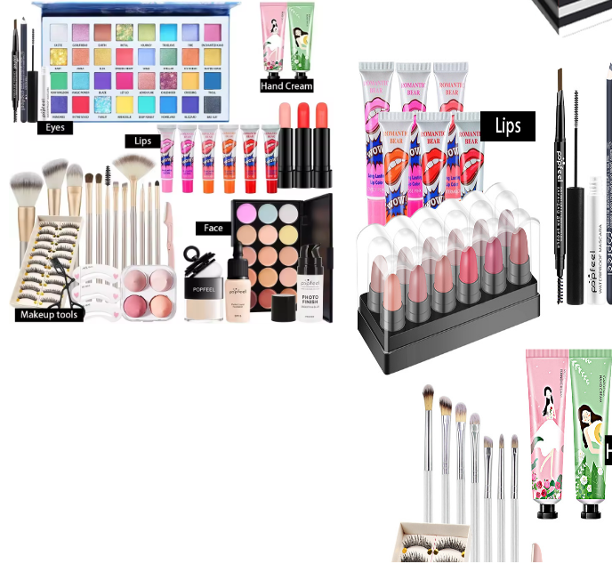 POPFEEL All-in-One Makeup Kit Gift Set with Eyeshadow Palette Foundation Lip Gloss Blush Brushes Eyeliner and More Beauty Gifts