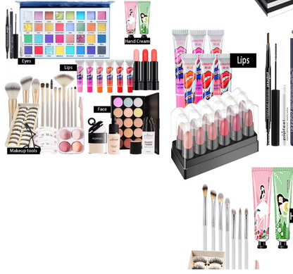 POPFEEL All-in-One Makeup Kit Gift Set with Eyeshadow Palette Foundation Lip Gloss Blush Brushes Eyeliner and More Beauty Gifts